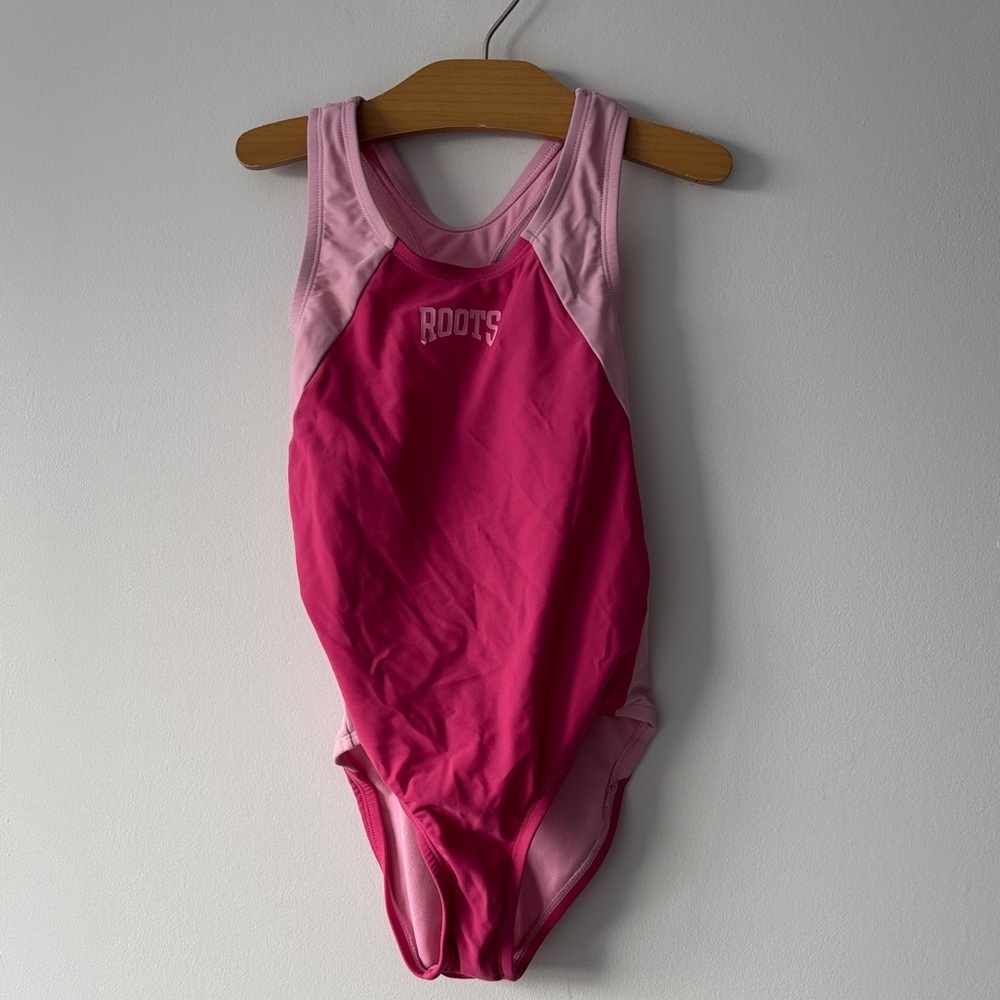 Roots Pink Kids Swim One Piece